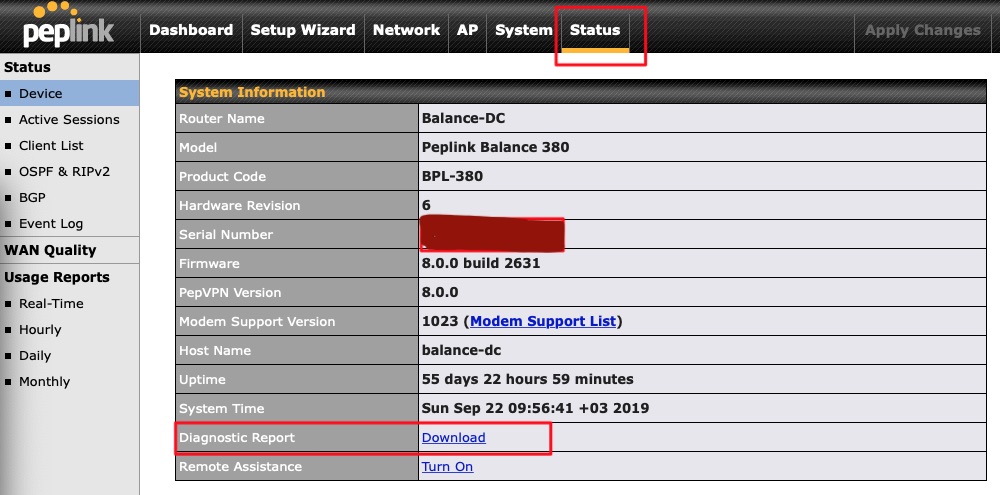 Diagnostic report screen shot 3