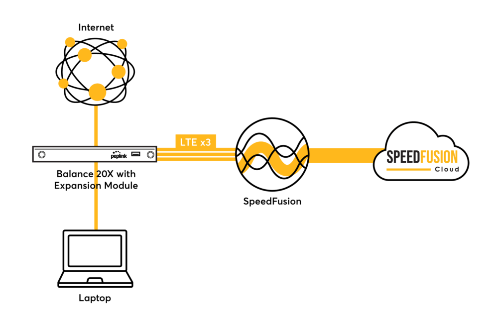 Diagram SpeedFusion Cloud usage